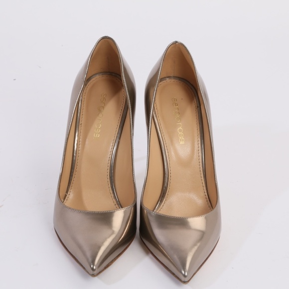 SERGIO ROSSI Metallic Leather Pointed Toe Heels - Picture 6 of 13